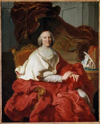 Retrato de André Hercule (1653-1743), Cardeal de Fleury, Prelat e Pintura Política de François Stiemart (1680-1740), depois de Hyacinthe Rigaud (1659-1743) Sol do século XVIII. 1,6x1,29 m - Retrato de André Hercule (1653-1743), Prelado do Cardeal Fleury e