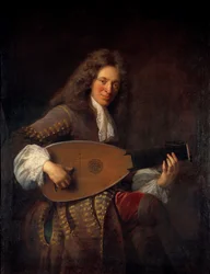 Retrato de Charles Mouton (1626-1710) Pintura luthist de François de Troy (1645-1730) 1690 Sol. 1,38x1,06 m