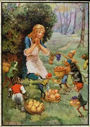 &39;Goblin Market&39; por GD Rossetti (1828-82) ilustração em &39;Histórias infantis dos poetas&39; por MDBelgrave e H.Hart