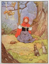 Chapeuzinho Vermelho, ilustração de &39;O belo livro de rimas, histórias e fotos&39;, por Frank Adams, publicado por Blackie und Son