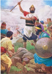 Saulo ganha seu reino, do livro bíblico publicado por Thomas Nelson, c.1950
