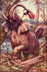 O animal pegou minha tromba e me colocou em seus ombros, c1930.