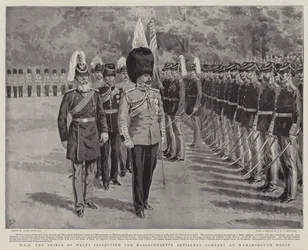 SAR o Príncipe de Gales inspecionando a Companhia de Artilharia de Massachusetts em Marlborough House
