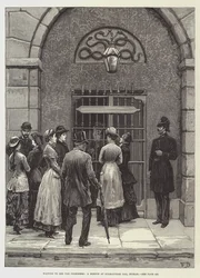 Esperando para ver os presos, um esboço na prisão de Kilmainham, Dublin