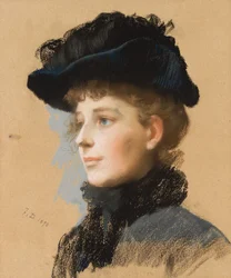 Mulher com chapéu preto