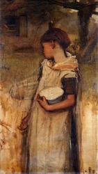 Rapariga com Flores (óleo sobre tela)