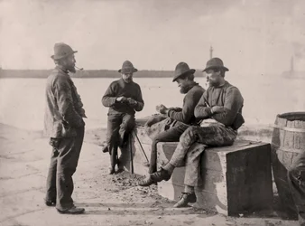Pescadores na baía de Whitby