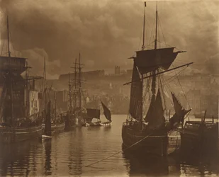 Porto de Whitby, extremidade da doca, 1880