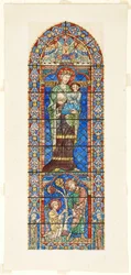 Estudo do Vidro Manchado, Clerestório Norte da Nave, Catedral de Chartres, França