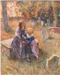 "Não nos deixes, Nell, embora o céu seja brilhante. Não nos deixes!", c.1920 (litografia a cores)