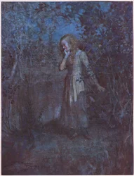 A luz tinha-se transformado em escuridão e o entardecer em noite, c.1920 (litografia a cores)