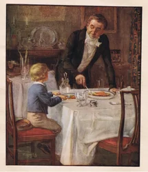 O empregado de mesa simpático