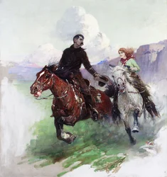 Cavalgando forte com dois atiradores