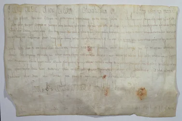 Documento assinado pelo imperador Carlos Magno (742-814) com o seu monograma (velino)