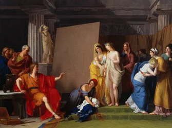 Zeuxis escolhendo seus modelos para a imagem de Helena entre as meninas de Crotona, c. 1790.