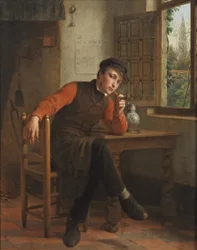 François Antoine De Bruycker - Jovem a fumar cachimbo no interior de um salão
