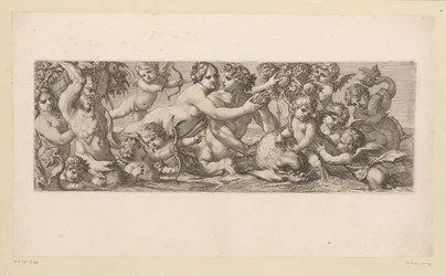 Baco com satyr, nereid e putti na água
Figuras mitológicas sobre a água (título da série)