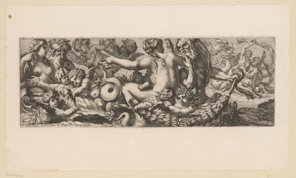 Triunfo de Met Galatea com Nereidas, Sátiros e Putti Figuras mitológicas à beira da água (título da série)