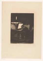 Etser bij lamplicht Seis gravuras, desenhadas e gravadas por F. Bonvin, Painter (título da série)