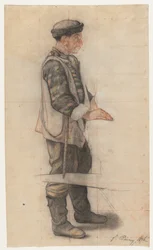 O estudo do portador da maca para o Roofer caído, 1876.