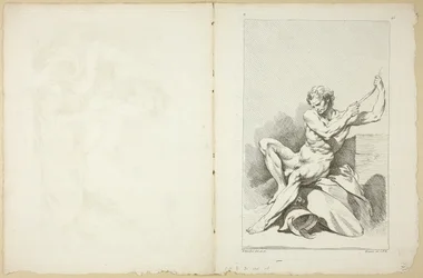Academic Nude (reto e verso), do Segundo Livro de Figuras Acadêmicas parcialmente gravado pelos Professores da Royal Academy