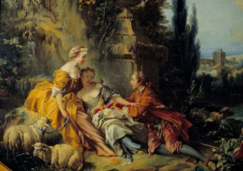 Conversação Champetre Painting by François Boucher (1703-1770) Século XVIII