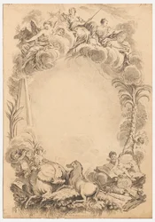 Projeto para um escudo em homenagem a William Earl Cowper (ca. 1665-1723)