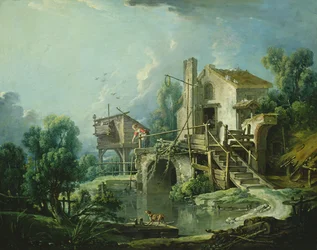O moinho de vento de Quiquengrogne em Charenton, ou o moinho de vento de Charenton, c.1750-60