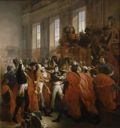 Napoleão Bonaparte no golpe de Estado de 18 de Brumário em Saint-Cloud.