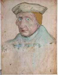 Retrato de Guillaume Bude (Budee) (Budaeus) (1467-1540), Mestre da Livraria Real de François I em Fontainebleau Desenho de François Clouet (1475/1485-1540). 1535. Musee Conde, Chantilly