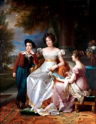 Francês: Portrait de la comtesse du Cayla avec ses enfants Ugoline et Ugolin sur la terrasse du château de Saint-Ouen Retrato da condessa de Cayla e dos seus dois filhos