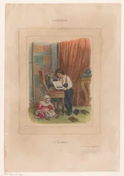 Três crianças olham livros L