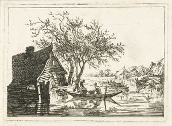 Paisagem fluvial com casa de campo