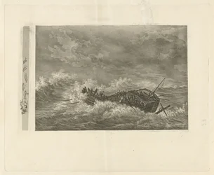 Mar tempestuoso com navio afundando