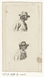 Dois bustos masculinos, com chapéu