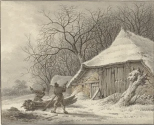 Paisagem de Inverno com quinta perto do Voorbroek em Terborg