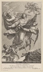 São Luís IX levado para o céu por dois anjos
Sanctus Ludovicus (título sobre o objecto)