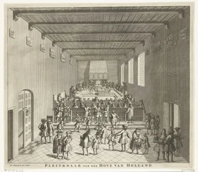 Tribunal da Holanda em sessão, c. 1700
Pleitrolle van den Hove van Holland (título sobre o objecto)