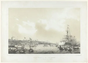 A primeira competição do Kon: Dutch: Yachtclub, realizada em 10 de junho de 1846 no Maas em Rotterdam (título no objeto)