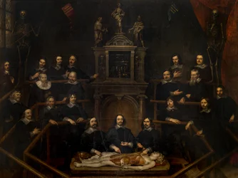A lição de anatomia do Dr. Joannes van Buyten na sala do cirurgião em Antuérpia