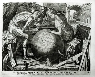Geometria, gravada por Hieronymus Cock (c. 1510-70)