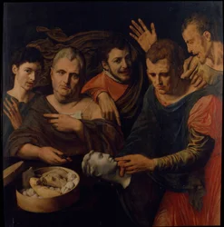 Retrato de Frans Floris e Willem Key com Tito, Calígula e Vitélio, 1537.