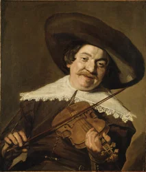 Daniel van Aken Tocando violino, c.1640 (óleo sobre tela)