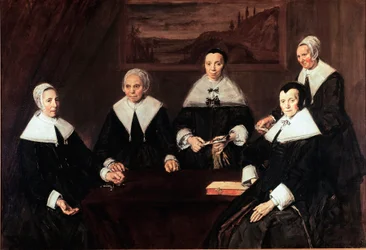 Os regentes do hospício dos idosos de Haarlem, pintura de Frans Hals (c. 1580-1666), 1664, Dim. 249,5 x 170,5 cm, Haarlem, Museu Frans Hals, Holanda