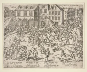 Wie die Burger von Amstelredam der Staten volck Wider au? der Statt treiben (Como os cidadãos de Amesterdão expulsaram as tropas da cidade)