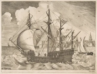 Quatro-mestre armado que põe no mar a partir dos navios à vela, ca. 1555-56.
