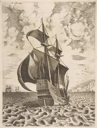 Navegação armada com quatro mestres em direção a um porto de The Sailing Vessels, 1561-65.
