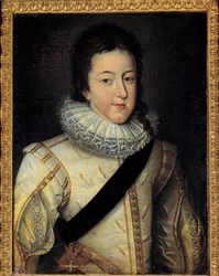 Retrato de Luís XIII, rei de França e Navarra (1601-1643) na altura do seu casamento em 1616 (h s/t 0,64 x 0,44) depois de Frans Pourbus Le Jeune (François (Franz) Porbus