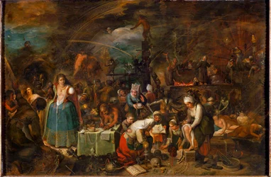 Assembleia das bruxas (pintura sobre madeira de carvalho)