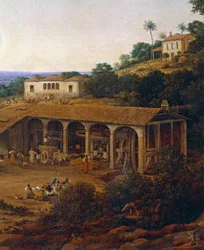 Usinas de cana no Brasil, por Frans Post (1612-1680), óleo sobre tela